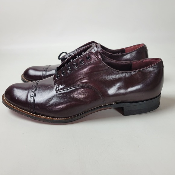 Stacy Adams Madison Mens Burgundy Kidskin Leather Cap Toe Oxford Shoes 00012-05 main image 4